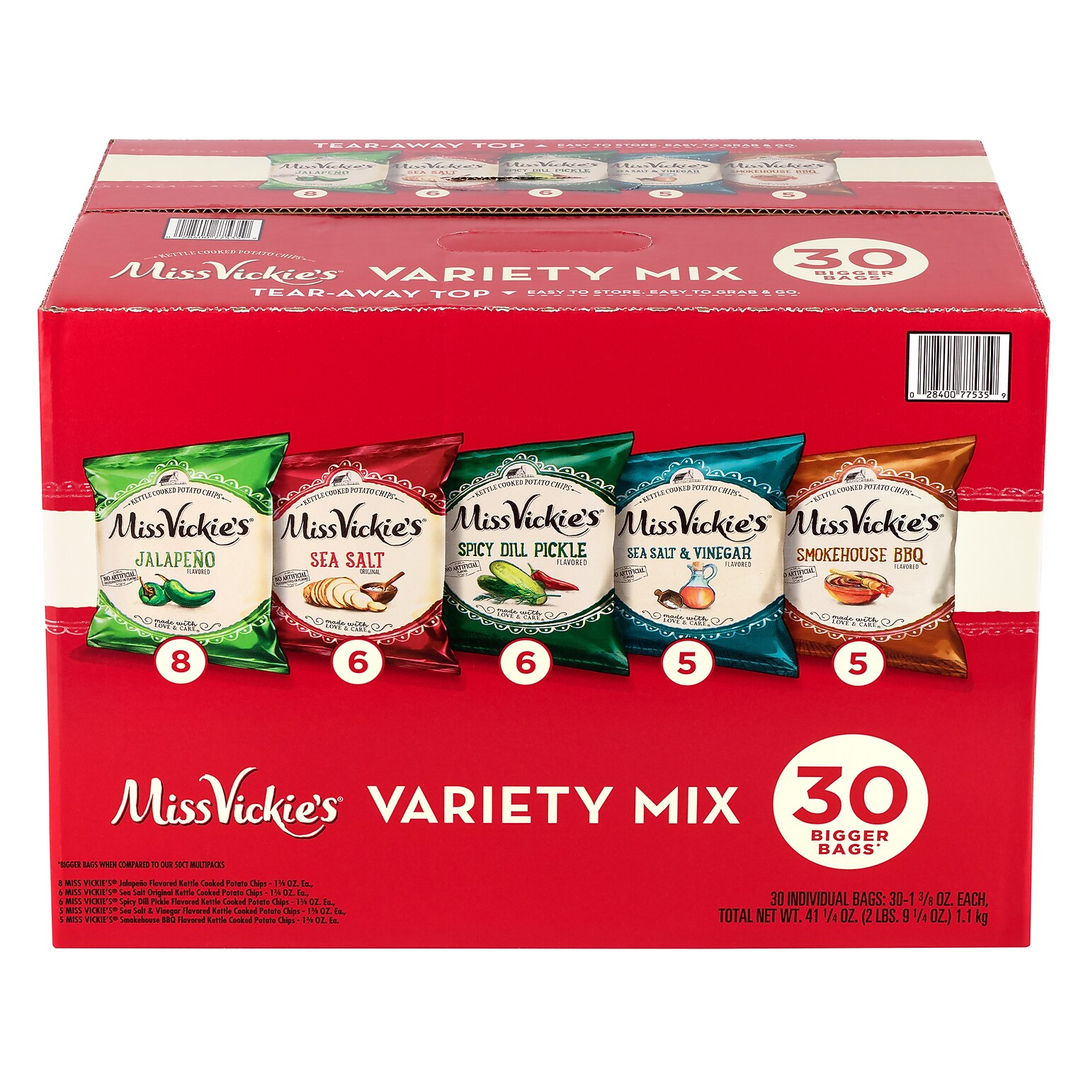 Miss Vickies Kettle Cooked Variety Potato Chips, 30 Bags/Pack (295-00010)