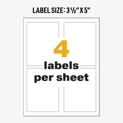 Avery UltraDuty Waterproof Laser GHS Chemical Labels, 3 1/2" x 5", White, 200 Labels/Box (60503 )