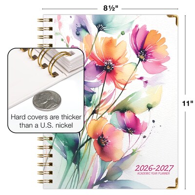2026-2027 Excello Brands 8.5" x 11" Academic Weekly & Monthly Planner, Paperboard Cover, Rainbow Floral (FSHN-AY26-8511-53)
