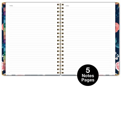 2027 Excello Brands 7.8" x 9" Weekly & Monthly Standard Planner, Paperboard Cover, Navy Floral (FSHN-CY27-79-84)