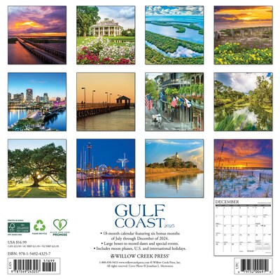 2025 Willow Creek Gulf Coast 12 x 12 Monthly Wall Calendar (43257)