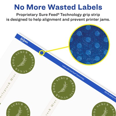Avery Laser/Inkjet Decorative Edge Waterproof Multipurpose Labels, 4"  x 1.5", White, 200/Pack (94116)