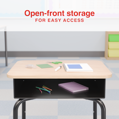 Staples 23.8"W Adjustable Student Desk, Black/Brown (ST63538)