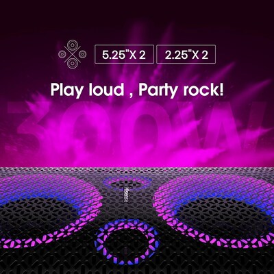 HIsense Party Rocker One 300W Portable Bluetooth Speaker, Black (HP100)