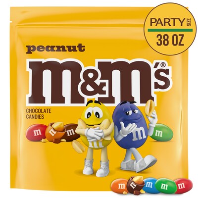 M&Ms Party Size Peanut Milk Chocolate Candy Pieces, 38 oz. (MMM55116)
