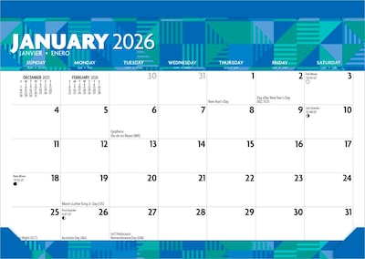 2026 Plato Large Print 15.5 x 11 Monthly Desk Pad Calendar (9798330707089)