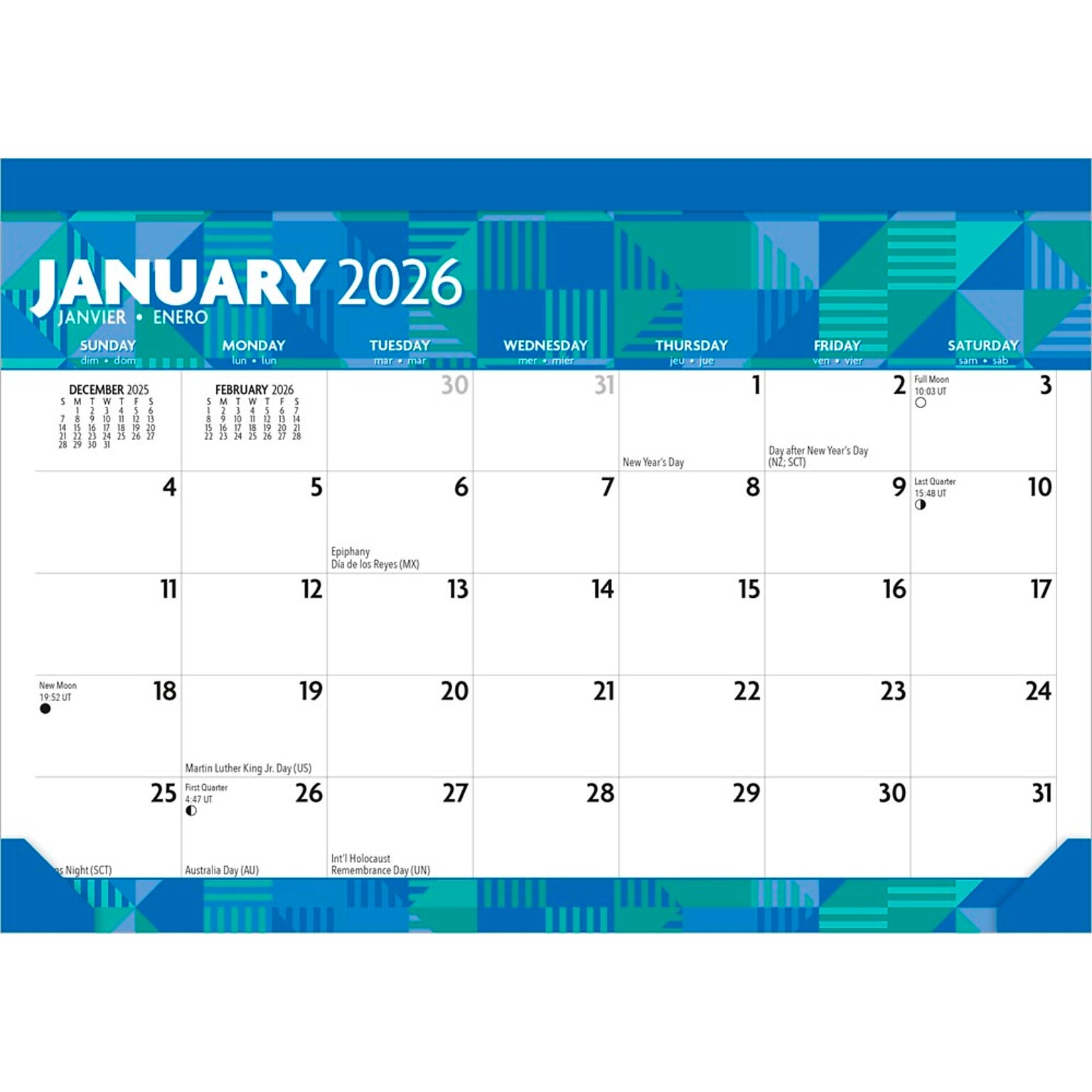 2026 Plato Large Print 15.5 x 11 Monthly Desk Pad Calendar (9798330707089)
