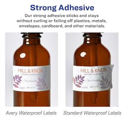 Avery Laser/Inkjet Rectangle Waterproof Multipurpose Labels, 3" x 0.625", White, 3200/Box (94214)
