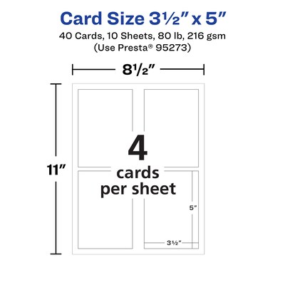 Avery Integrated Cards, 3.5" x 5", Matte White, 40/Pack (95273)