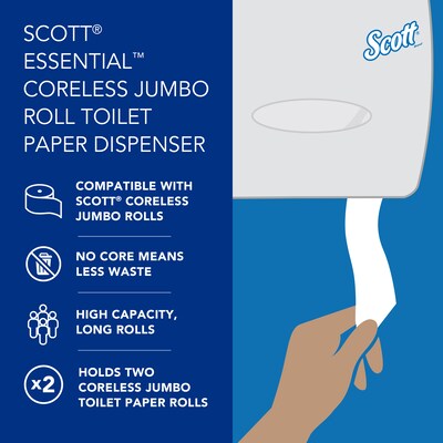 Kimberly-Clark In-Sight Coreless JRT Twin Jumbo Roll Tissue Dispenser, Smoke/Gray, 11"(H) x 20"(W)