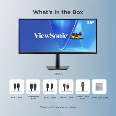 ViewSonic VG3820C Ultrawide 38" Curved WQHD+ 75Hz LCD Monitor, Universal Docking Station, Black (VG3820C)