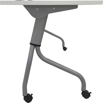 Lorell 48"W x 23.6"D Foldable Flip Top Training Table, Melamine, With Wheels, White (LLR60745)