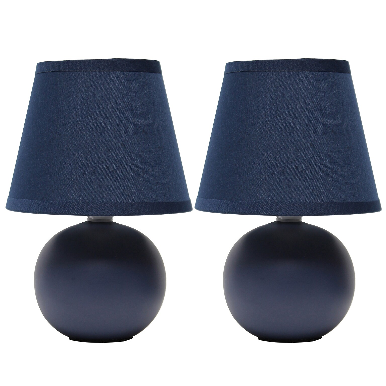 Creekwood Home Nauru 8.66 Traditional Petite Ceramic Orb Base Bedside Table Desk Lamp, Blue, 2/Pack (CWT-2004-BL-2PK)