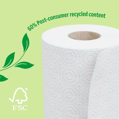 Perk™ Eco Recycled Paper Towels, 2-ply, 156 Sheets/Roll, 8 Rolls/Pack (PK63227)