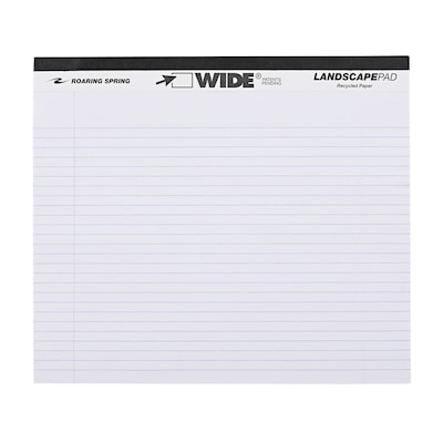 Roaring Spring WIDE Landscape Notepad, College Ruled, 11 x 9.5, White, 40 Sheets/Pad (ROA74500)