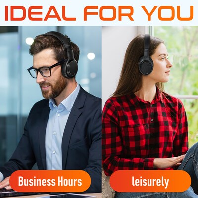 Delton M101 Wireless Bluetooth Over-the-Ear Headphones, Active Noise Canceling Stereo Business/Gaming Headset, Black (DHBM101)