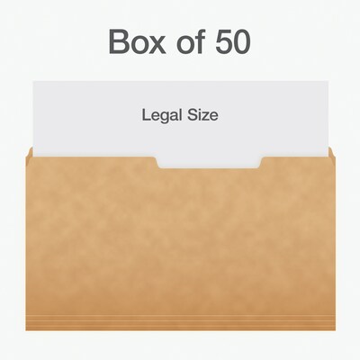 Pendaflex File Folder, 1-Tab, Legal Size, Kraft, 50/Box (1007042)