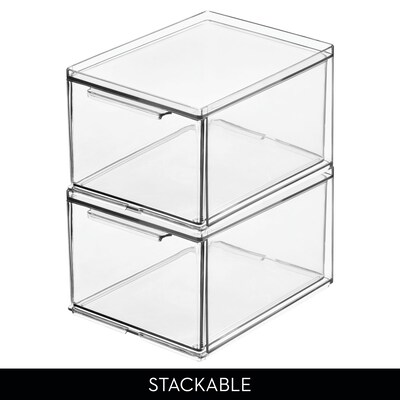 iDESIGN Stackable Storage Drawer, Plastic, Clear, 4/Pack (29203M4)