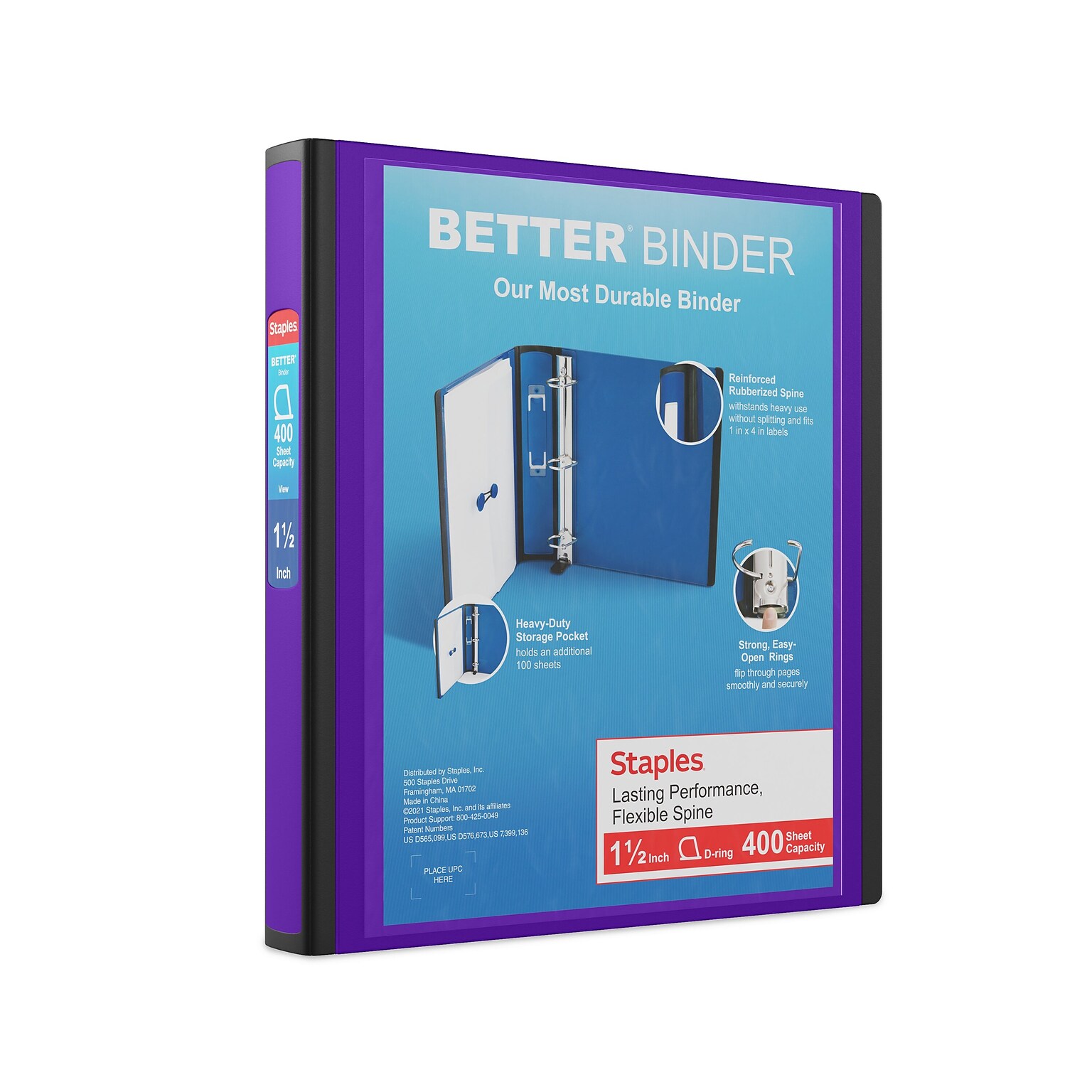 Staples 1 1/2 3-Ring Better Binder, Purple (19061)