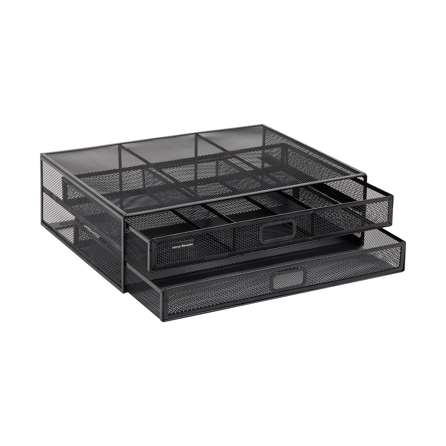 Mind Reader Monitor Stand Laptop Riser with Storage Drawer, Black (2TDMESHY-BLK)