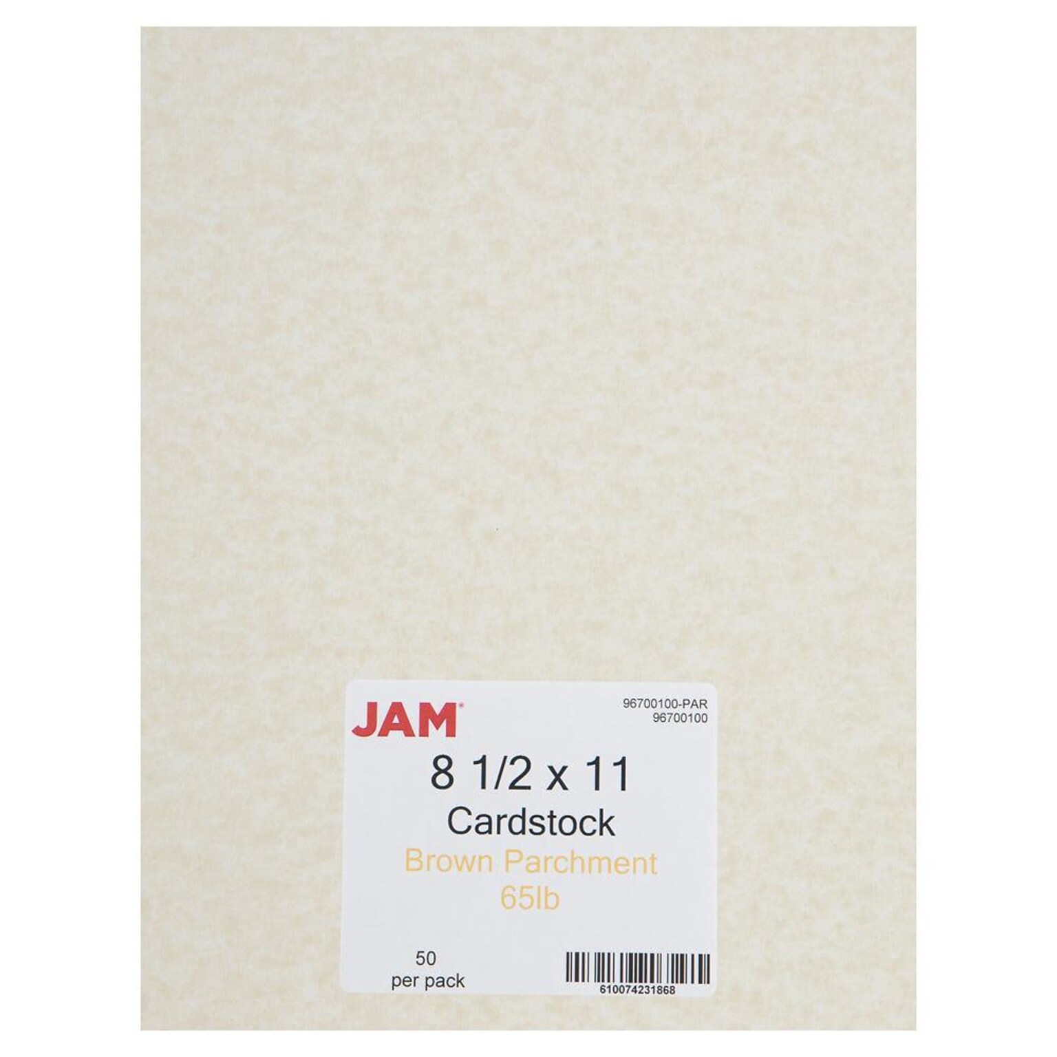 JAM Paper Parchment 65 lb. Cardstock Paper, 8.5 x 11, Brown, 250 Sheets/Ream (96700100B)