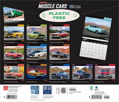 2025 BrownTrout American Muscle Cars  7 x 12 Monthly Deluxe Wall Calendar (9781975479398)