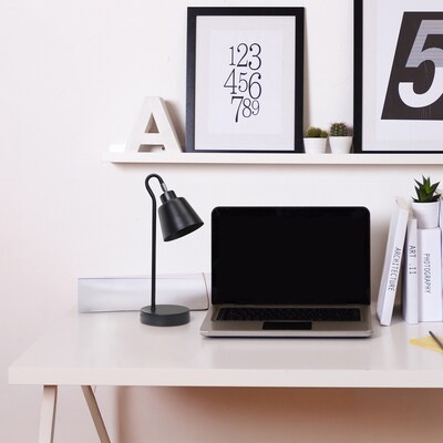 Simple Designs Sleek Essentials LED Desk Lamp, 16", Black (LD1079-BLK)
