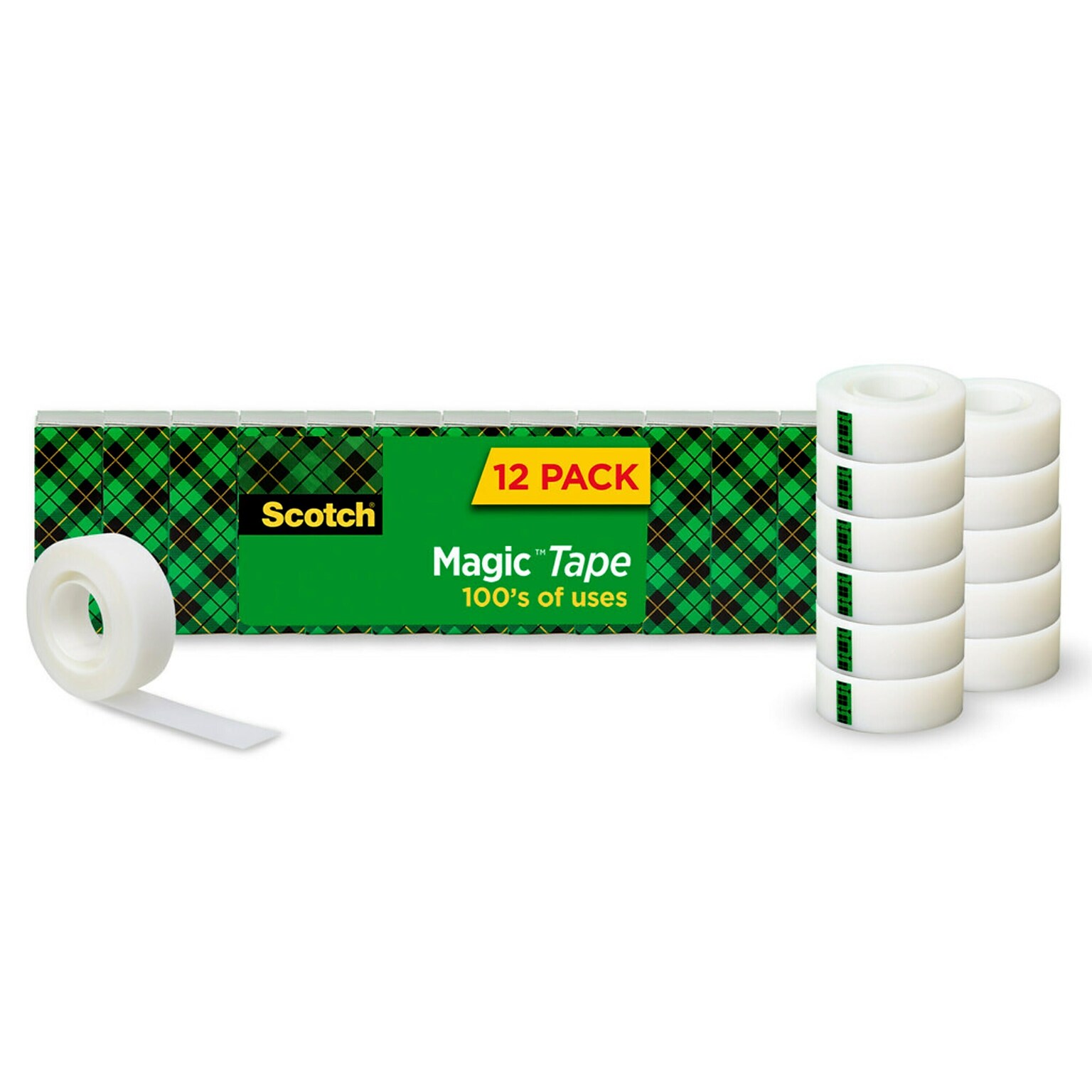 Scotch Magic Invisible Clear Tape Refill, 0.75 x 27.77 yds., 1 Core, Clear, 12 Rolls/Pack (810K12)