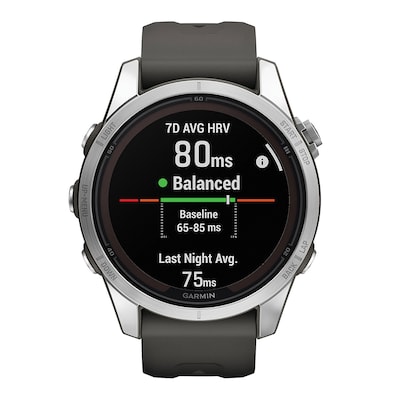 Garmin fenix 7S Pro Solar Edition Smartwatch, 42-mm, Steel Bezel with Graphite Band (010-02776-00)