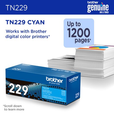 Brother TN229 Cyan Standard Yield Toner Cartridge (TN229C), print up to 1200 pages