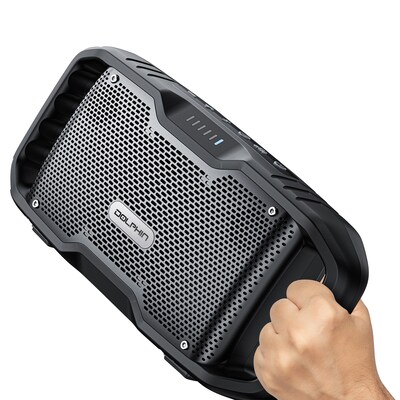 Dolphin Audio SOUNDBYTE 100 Wireless Bluetooth Portable Speaker with Dual 3-In. Woofers & Power Bank, Waterproof, Black (S100)
