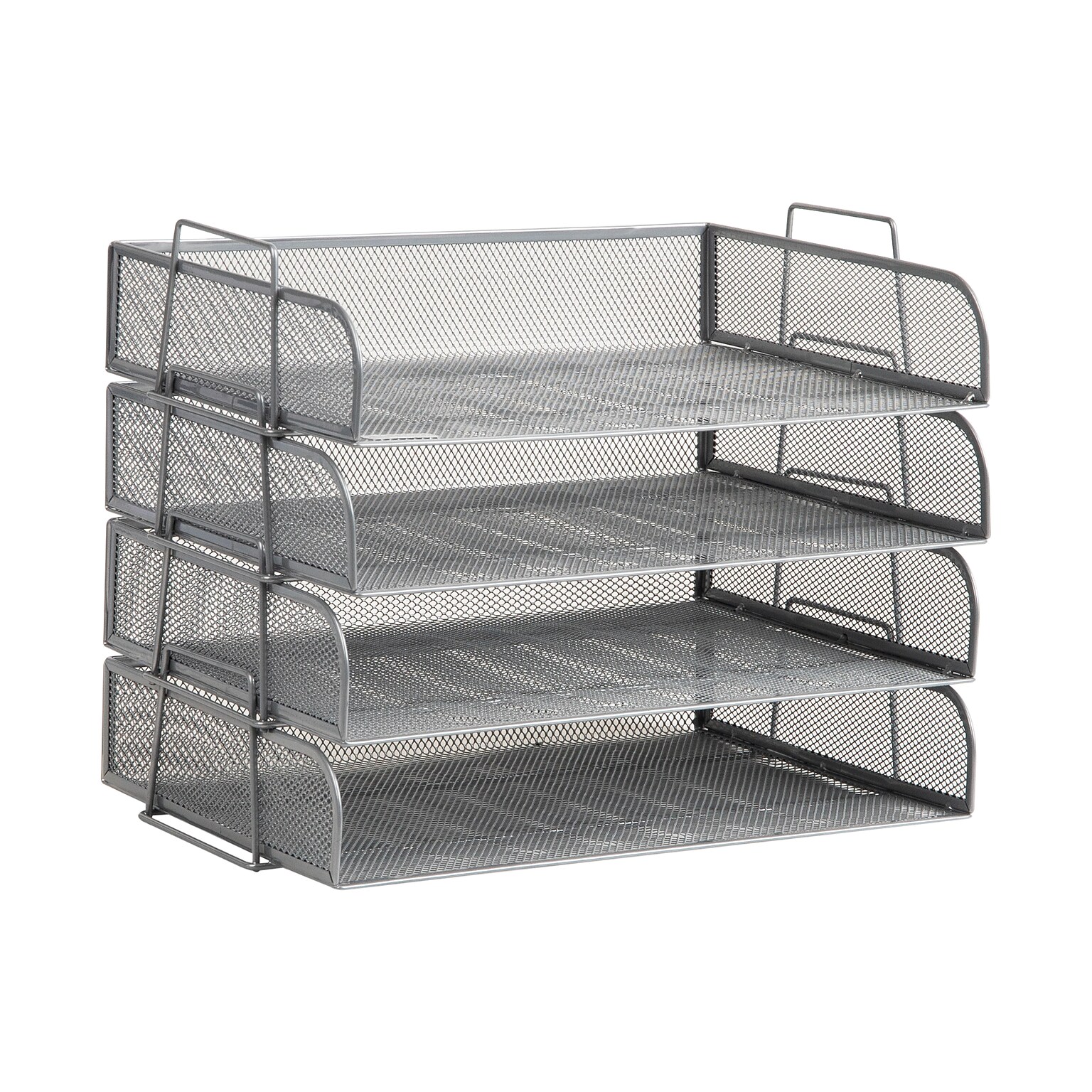 Mind Reader Metal Side Loading Stackable Letter Tray, Silver (DSTACK4-SIL)