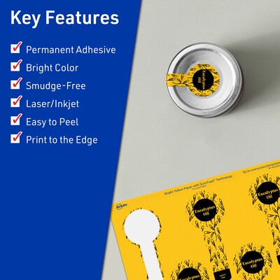 Avery Laser/Inkjet Lollipop Multipurpose Labels, 1.5 x 4, Bright Yellow, 640/Box (94116)