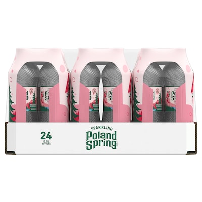 Poland Spring Watermelon Strawberry Sparkling Purified Water, 16.9 oz., 24/Carton (19991098)
