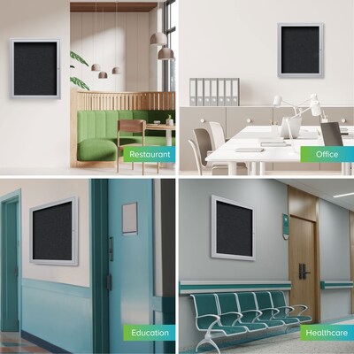 Ghent 36"H x 30"W Enclosed Recycled Rubber Bulletin Board with Satin Frame, 1 Door, Confetti (PA13630TR-CF)
