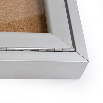 Ghent 3 Door Enclosed Natural Cork Bulletin Board, Satin Aluminum Frame, 4'H x 8'W, (GHEPA34896K)