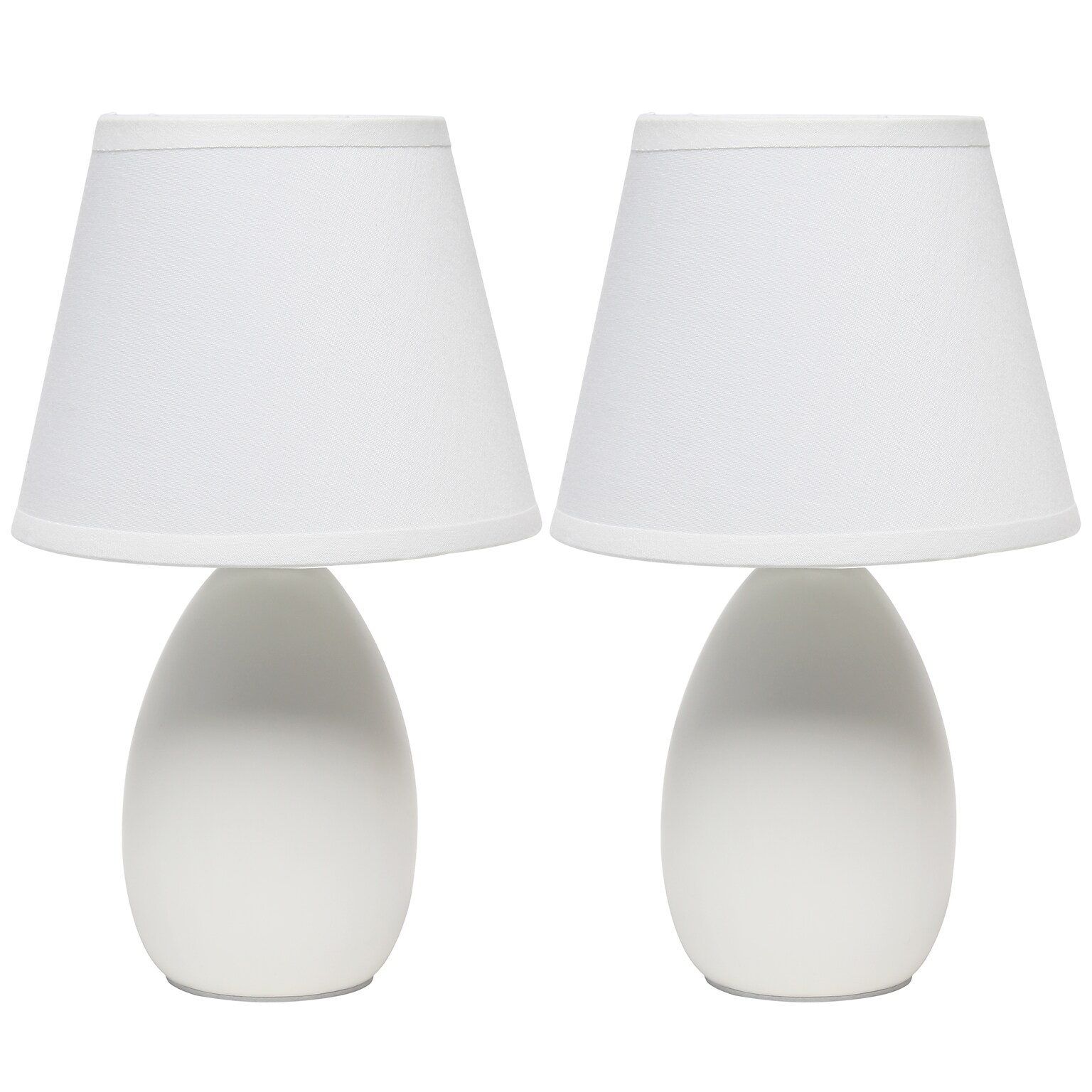 Creekwood Home Nauru 9.45 Traditional Petite Ceramic Oblong Bedside Table Desk Lamp, Off White, 2/Pack (CWT-2005-OF-2PK)