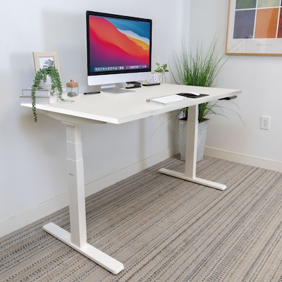 Mount-It! 48W Electric Adjustable Standing Desk with Dual Motors, White (MI-18066)