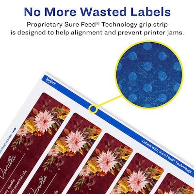 Avery Laser/Inkjet Rectangle Waterproof Multipurpose Labels, 3.25"  x 7.75", White, 100/Box (94260)