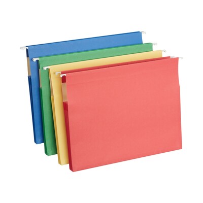 Staples Hanging File Folders, 3.5 Expansion, Stright Cut, Letter Size, Assorted Colors, 4/Pack (ST4