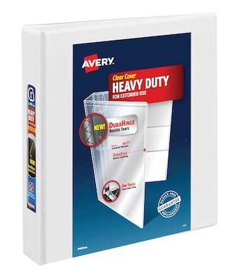 Avery Heavy Duty 1 1/2 3-Ring View Binders, One Touch EZD Ring, White (79-195/79-795)