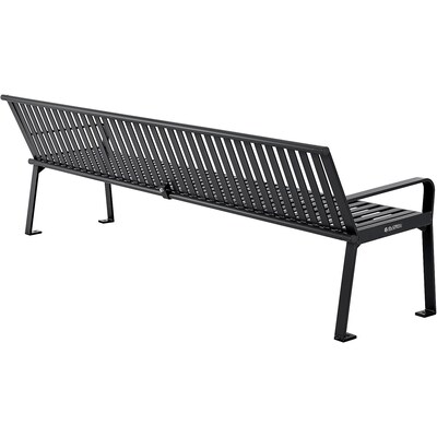 Global Industrial 8' Outdoor Bench with Back, Vertical Steel Slat, Black (694855BKKD)