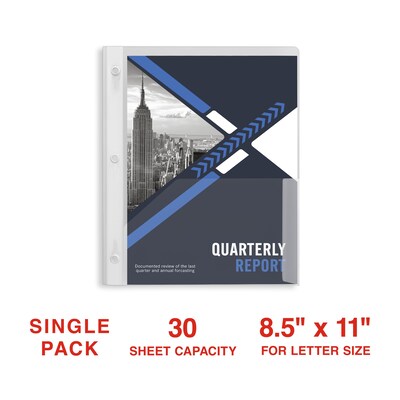 Staples 3-Hole Punched 2-Pocket Plastic Presentation Folder with Fasteners, Clear (ST26387-CC)