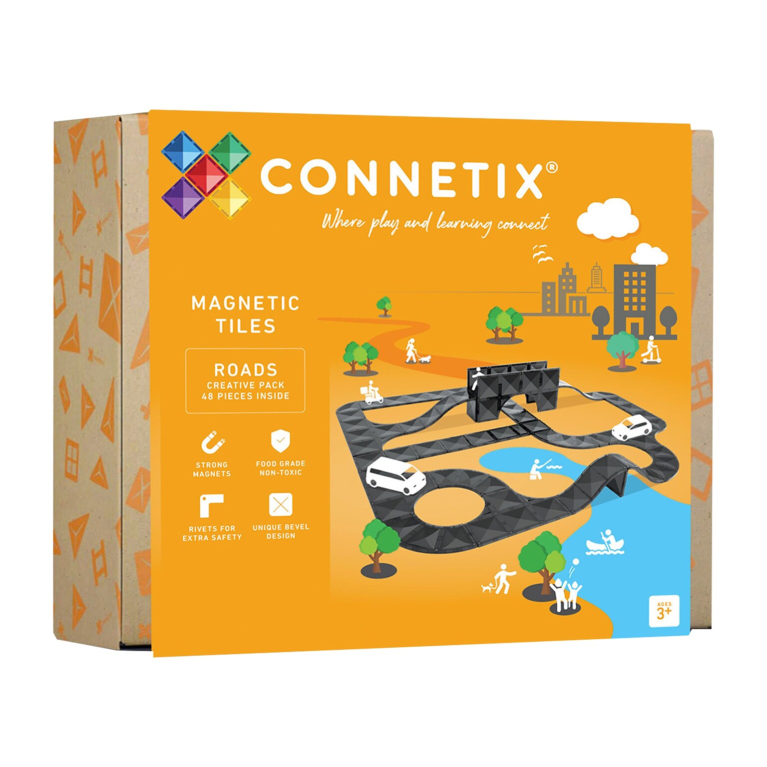 Connetix Magnetic Tiles Creative Roads Pack, 48 Pieces (CNTO00048CR)