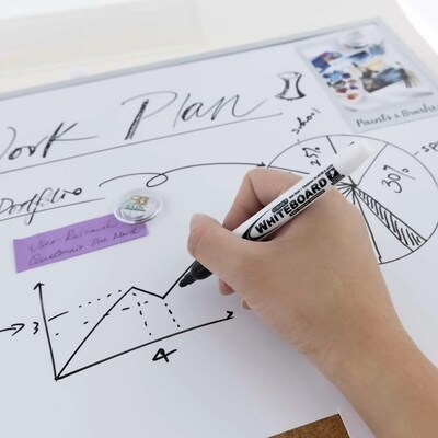 Bazic Magnetic Cork & Dry Erase Whiteboard, Aluminum Frame, 16" x 20" (BAZ6053)