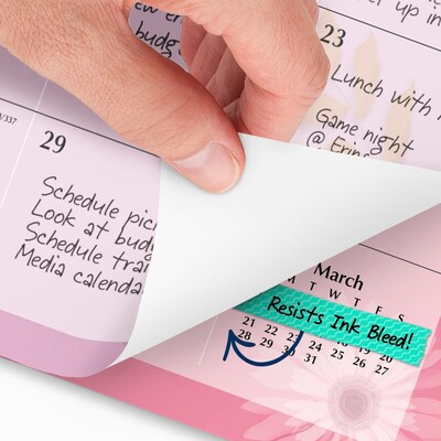 2027 AT-A-GLANCE Paper Flowers 21.75" x 17" Monthly Desk Pad Calendar, Pink/Brown (5035-27)