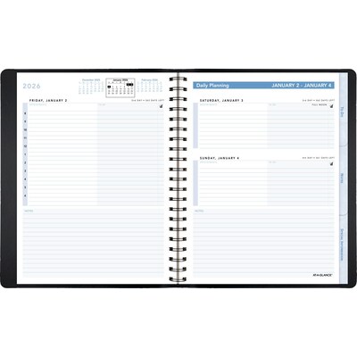 2026 AT-A-GLANCE The Action Planner 6.5 x 8.75 Daily Appointment Book, Faux Leather Cover, Black (70-EP03-05-26)
