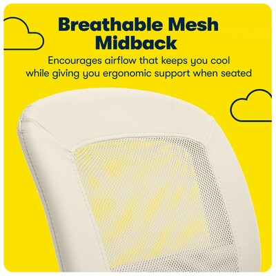 Serta Essentials Armless Ergonomic Bonded Leather/Mesh Swivel Task Chair, Cream (48740B)