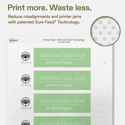 Avery Hemp Rectangle Laser/Inkjet Multipurpose Labels, 1-1/2" x 7-1/2", Off-White (400/Box)