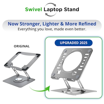 Uncaged Ergonomics 10.2" x 10" Metal Swivel Laptop Stand 2.0, Silver  (SLS-Silver)